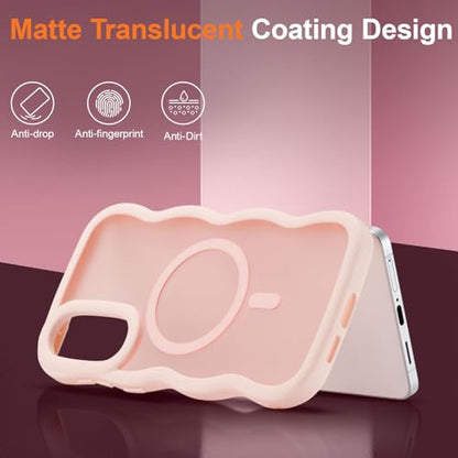 UEEBAI Magnetic for Samsung Galaxy S25 Edge Case, Compatible with MagSafe, Transparent Clear Wave Frame Design Soft Edge Cover Matte Shockproof Phone Case- Pink - color: Pink, size: Samsung Galaxy S25 Edge 5G
