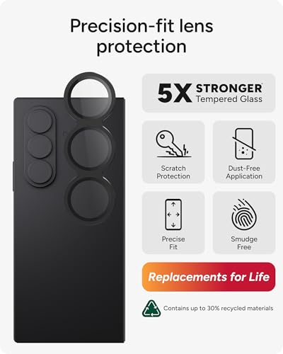 ZAGG Glass Elite Anti-Reflective Samsung Galaxy Z Fold7 Camera Lens Protector – Anti-Glare Technology, Maximum Impact & Scratch Resistance, InvisibleShield, Smudge-Free Surface, Recycled Materials - color: Black, size: Samsung Galaxy Z Fold7