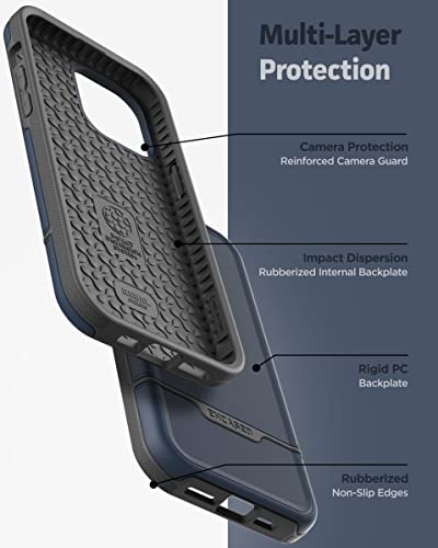 Encased Rebel Holster Designed for iPhone 14 Pro Max Case with Belt Clip - Ultra Protective Heavy Duty Phone Case (Blue) - color: Blue, size: iPhone 14 Pro Max