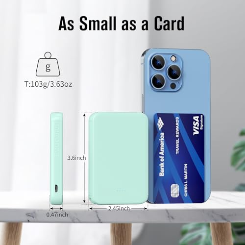 S22 Portable Charger, Mini Colorful Power Bank, PowerNano, 5000mAh External Battery Pack Compatible with iPhone 15/14/13/12/11/X All Series and Android Phone,Green - color: green