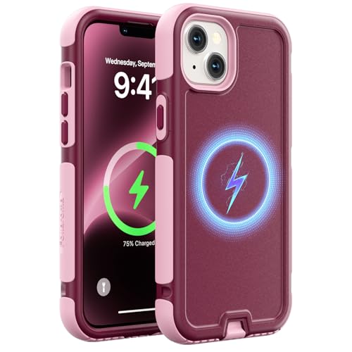Follaroma for iPhone 14 Case, Compatible with MagSafe, Heavy Duty Shockproof Protective Phone Case, Anti-Drop Protection, Dual Layer Magnetic Phone Cover for iPhone 14, 6.1", Purple Pink - color: Purple Pink, size: iPhone 14 6.1''