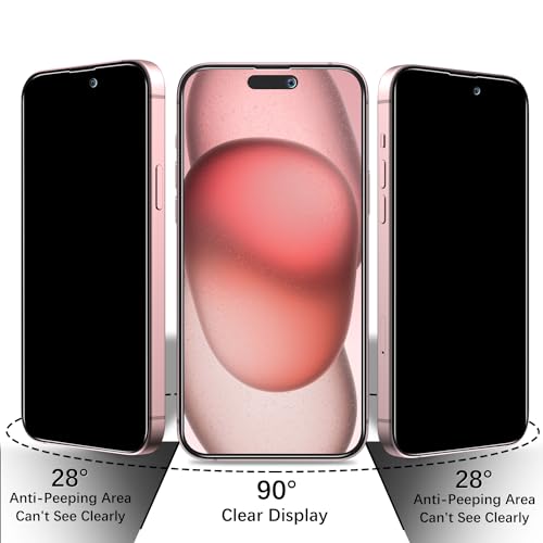 2 Pack Privacy Screen Protector for iPhone 15 6.1 inch - size: iPhone 15 6.1-inch