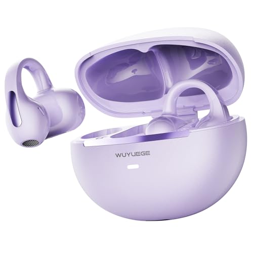 Clip On Earbuds, Open Ear Bluetooth 6.0 Wireless Headphones with Touch Control, Lightweight Ear Clip Design,Glasses Friendly Sports Earbuds for Running, Work & Travel, IPX6 Waterproof (purple) - color: Purple