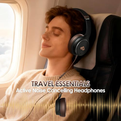 INFURTURE USB C Headphones Active Noise Cancelling Headphone Wired Over Ear - color: Brown