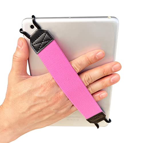 EGO Security Hand-Strap for 9-11 Inch Tablet - iPad/iPad Pro/Air, Kindle Fire HD, Samsung, Lenovo - High-Elasticity Versatile Lightweight Finger Grip Holder - Pink - color: Pink