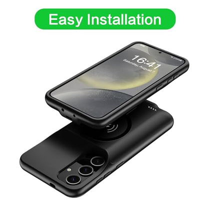 Wireless Charging Case for Galaxy S24, Upgraded 10000mAh Rechargeable Portable Charging Case Compatible with Galaxy S24 5G (6.2 inch) with Carplay Extended Battery Pack Charger Power Case (Black) - size: Galaxy S24