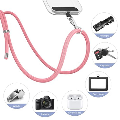 takyu 2 Pack Adjustable Cell Phone Lanyard & 2 Pack Phone Wrist Strap with Tether Tabs Compatible for iPhone Android Smartphones - Black Pink - color: Black+pink