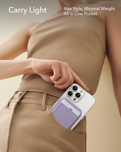 ESR Aura for MagSafe Wallet with Adjustable Stand, 5 Card Holder | RFID Blocking, MagSafe Ring Included, Magnetic Wallet for iPhone 17 Pro Max 17e 16 15 14 13 12, Selected Samsung, Lavender - color: Lavender