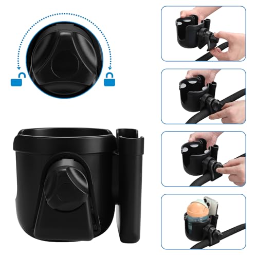 Accmor Wheelchair Cup Holder with Phone Holder, ﻿Universal 360° Rotatable Walker Cup Holder Rollator Scooter Accessory - color: Koala