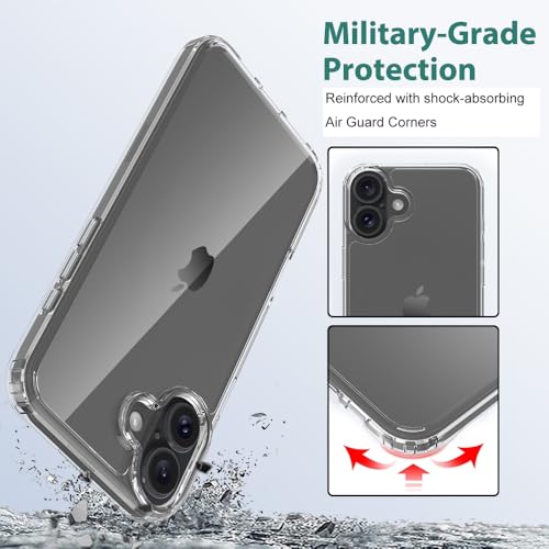 TENOC Phone Case Compatible with iPhone 16 Plus, Clear Case Anti-Yellowing Protective Bumper Hard Back Cover for 6.7 Inch - color: Clear Anti-Yellowing, size: iPhone 16 Plus