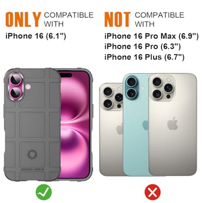 Rugged Shield 8ft Drop Proof TPU Thick Armor Tactical Protective Case Compatible with iPhone 16 (6.1 inches) - City Grey - color: City Grey, size: iPhone 16