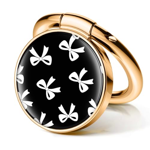 Cell Phone Ring Holder, Cute Phone Ring Grip Stand, 360°Rotation Funny Metal Kickstand Finger Grip Black White Bowtie - color: Black White Bowtie
