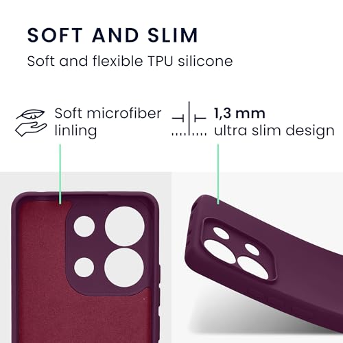 kwmobile Case Compatible with Xiaomi Redmi Note 13 4G Case - Protective Slim TPU Cover with Soft Matte Finish - Bordeaux Violet - color: bordeaux violet