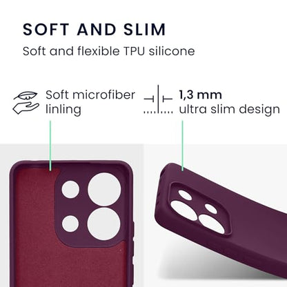 kwmobile Case Compatible with Xiaomi Redmi Note 13 4G Case - Protective Slim TPU Cover with Soft Matte Finish - Bordeaux Violet - color: bordeaux violet