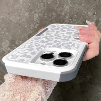 Magnetic Cute Case for iPhone 16 Pro Max, White Leopard Cheetah | Compatible with Magsafe, Heavy Duty Tough Rugged Full body Protection Shockproof Protective Phone Case for Women Girls - color: Magnetic-iPhone 16 Pro Max