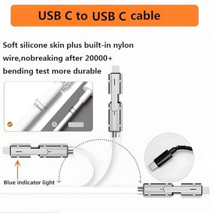 SWLIFL 2 Pack USB C to C Cable 3.3ft-Fast Charger-Chubby Silicone 4 - color: 4 Combinations Blue+White