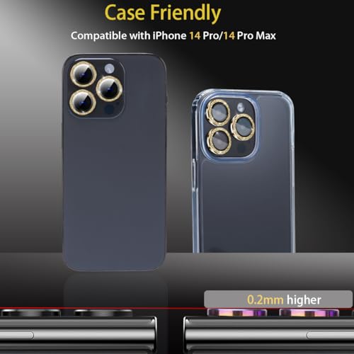 Camera Lens Protector for iPhone 14 Pro/14 Pro Max, Glitter Gold - color: Glitter Gold