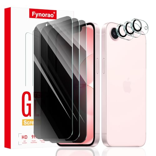 3+3-Pack, Privacy Screen Protector and Camera Lens Protector for iPhone 17e/16e, Anti-Spy Tempered Glass Film, Dark Private Black Protection, 9H Hardness, Anti-Scratch, Bubble Free, Case Friendly - size: 17e /16e Black 3+3pcs