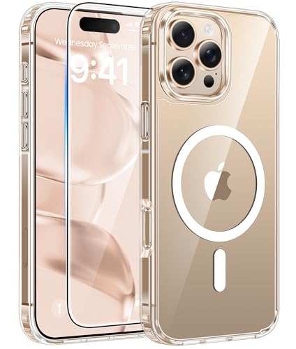 FNTCASE for iPhone 16 Pro Case: [Compatible with Magsafe] [Screen Protector] Anti Yellowing Transparent Clear Magnetic Phone Cover - Military Grade Shockproof Drop Proof Protective Cases - Clear - color: Clear, size: Iphone 16 Pro (6.3 Inch)