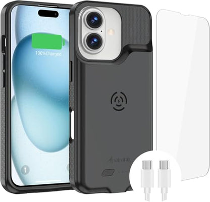 Alpatronix Battery Case for iPhone 15 Pro & 15, Portable Strong Slim Protective Extended Charger Cover, 15W Fast Charging, 7000mAh Wireless Charging Case, Apple Pay, CarPlay (BX15) –Dark Black - size: Apple iPhone 15