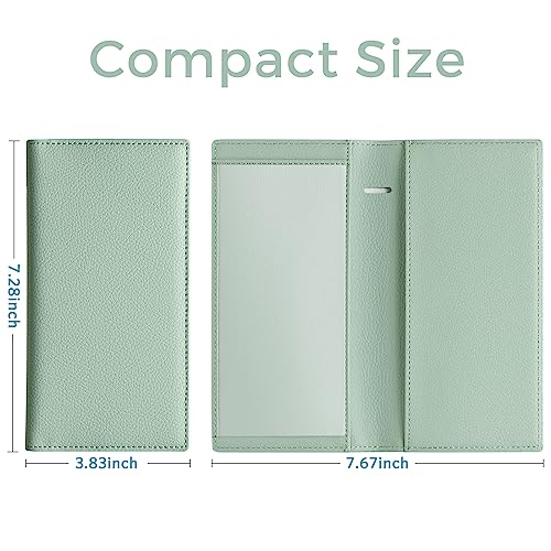 CoBak Checkbook Cover for Women & Men - PU Leather Case with RFID Blocking | Classic Design Check Book Holder for Personal and Business - color: Sage