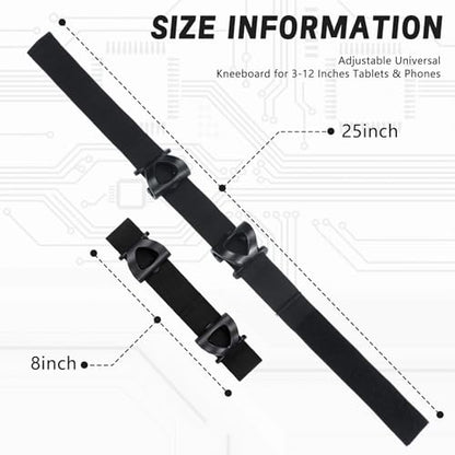 Tellegloww 1 Pcs Adjustable Universal Kneeboard for 3-12 Inches Tablets & Phones, Multi-Angle Viewing, Non Slip Design for Pilots, Boating, Wheelchair, Stroller, Fits Tablets & Smartphones, Black