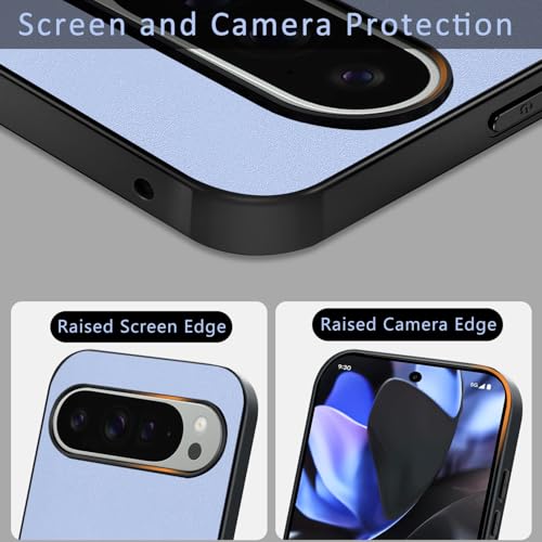 Case for Google Pixel 9 / Google Pixel 9 Pro, Anti-Fingerprint Faux Leather Back + Soft TPU Shockproof Durable Edges, Anti-Scratch Slim Fit Camera Protective Cover Phone Case (Gray) - color: Gray, size: Google Pixel 9/9 Pro