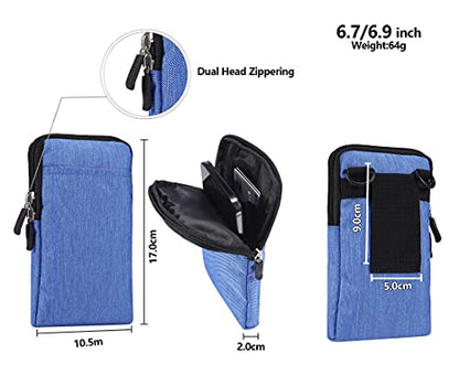 QBYVQQN Cell Phone Waist Belt Holster Mens, Waterproof Zipper Crossbody Smartphone Shoulder Messenger Bag Wallet Sling Bag - color: Blue, size: 6.9 INCH