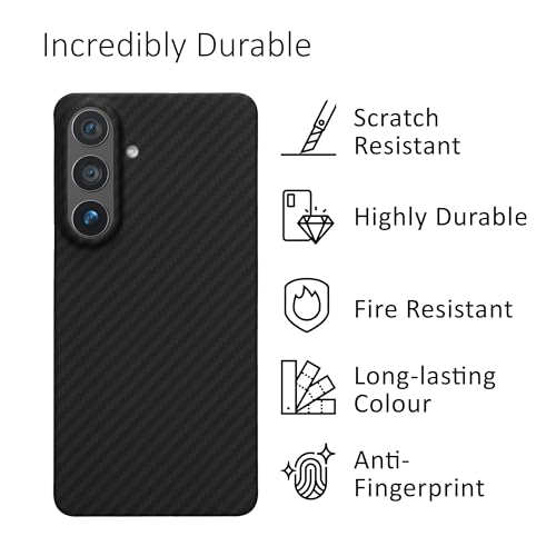 kalibri Aramid Fiber Case Compatible with Samsung Galaxy S26 Plus - Case Super Slim Strong Protective Phone Cover - Black Matte - size: Galaxy S26 Plus