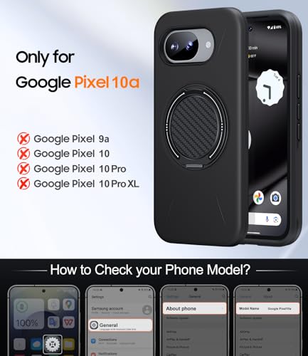 JAME for Google Pixel 10A Case with Ring Stand, Shockproof 10a Phone Case | Kickstand Holder, Dual Layer Protective Cover, Screen Protector, Magnetic Accessory Friendly Google 10a Phone Case, Black - color: Black