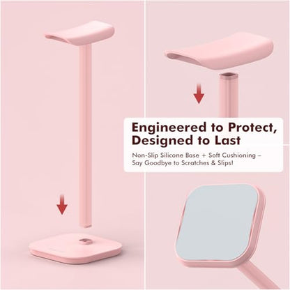 Headphone Stand, Aluminum Desk Headset Earphone Holder (Pink) - color: Pink