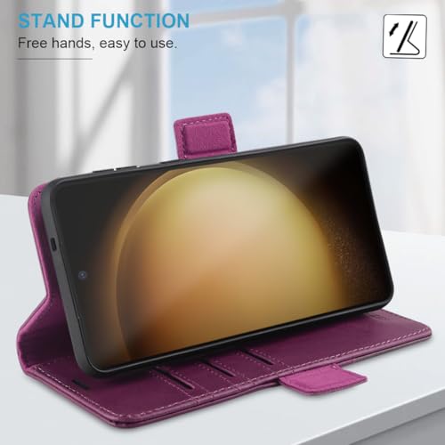 KEZiHOME Genuine Leather Wallet Case for Samsung Galaxy S25 Ultra | Purple/Brown, RFID Blocking, S25 Ultra Wallet Case, Card Slot, Flip, Magnetic Stand Phone Cover Compatible with S25 Ultra - color: Purple/Brown, size: Galaxy S25 Ultra Case
