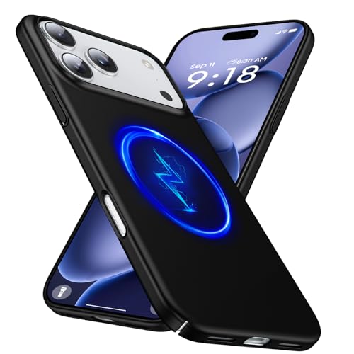 GRECAZO Magnetic Ultra Thin Frosted Designed for iPhone 17 Pro Phone Case 6.3 inch(2025) Slim Minimalist Lightweight Matte Hard PC Compatible with MagSafe Cover Protective Bumper Case-Black - color: Black, size: iPhone 17 Pro
