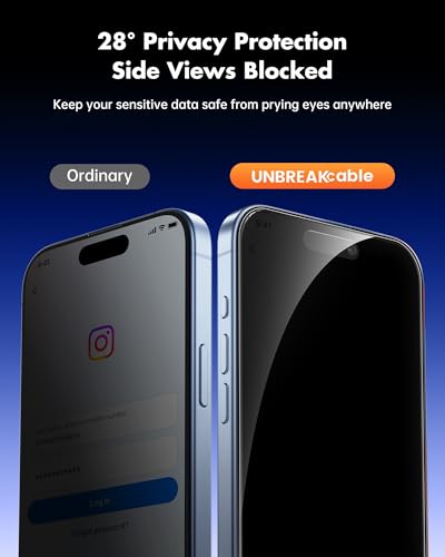 UNBREAKcable Privacy Screen Protector for iPhone 17, 2-Pack - size: iPhone 17