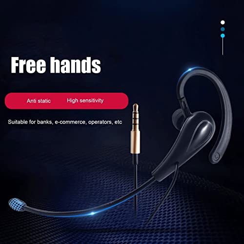 3.5mm Call Center Headset, Wired Earbuds With Microphone, One Ear Wired 3.5mm Headset, Single Ear Chat Headset