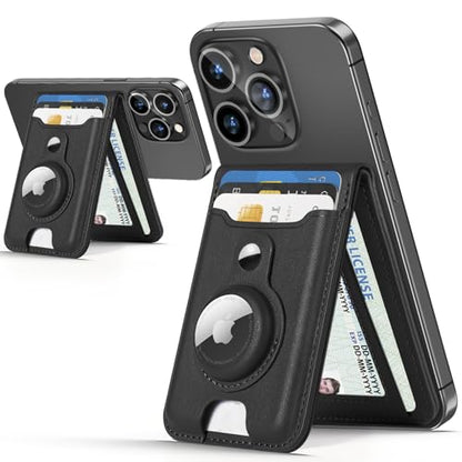 for MagSafe Wallet Stand with AirTag Holder, 6-Cards Holder, RFID Blocking