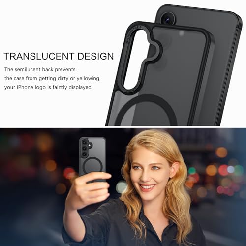 BENTOBEN Magnetic for Samsung Galaxy S24 Plus Case [Compatible with Magsafe] Translucent Matte Slim Thin Shockproof Anti-Yellow Women Men Protective Phone Cases Cover for Samsung S24 Plus 6.7", Black - color: Black
