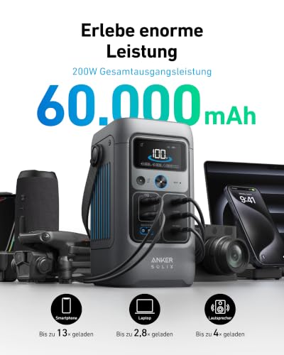 Anker SOLIX C200 DC Portable Power Station, 192Wh, 200W, Outdoor Camping - style: Anker SOLIX C200 DC