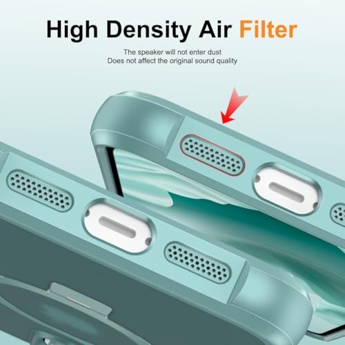 CHAOFEnG Magnetic Compatible with iPhone 15 Pro Case with Stand [Military Grade Drop Tested][Compatible with Magnet] Ring Translucent Slim Hard Back Soft Edge, Teal Green - color: Teal Green, size: iPhone 15 Pro
