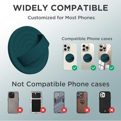 Upgraded Magnetic Phone Grip, Liquid Silicone Soft and Portable, Removable Finger Loop Ring Grip Holder for iPhone, Strong Magnetic Attraction, Compatible with MagSafe Phone Case, Dark Green - color: Dark Green