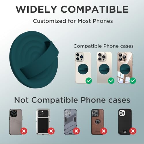 Upgraded Magnetic Phone Grip, Liquid Silicone Soft and Portable, Removable Finger Loop Ring Grip Holder for iPhone, Strong Magnetic Attraction, Compatible with MagSafe Phone Case, Dark Green - color: Dark Green