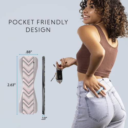 LoveHandle Duo Grip for Smartphone and Tablet - Chic Chevron Design Elastic Strap Original Grip with Silver Base + XL Grip with Black Base