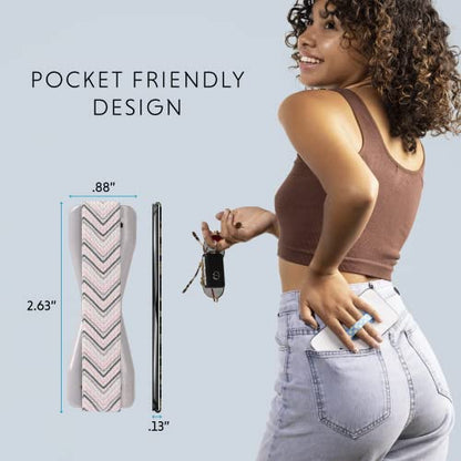 LoveHandle Duo Grip for Smartphone and Tablet - Chic Chevron Design Elastic Strap Original Grip with Silver Base + XL Grip with Black Base
