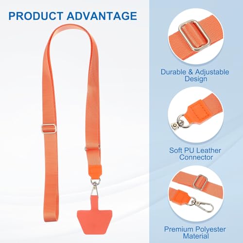 PATIKIL Smart Phone Lanyard with Wrist Strap and Patches for Most Smartphones ID Badges Keychain - color: Orange
