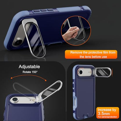 Follaroma Magnetic for iPhone 17 Air Case with Camera Stand, Blue-Purple | Built-in Glass Camera Cover,Compatible with MagSafe,Heavy Duty Shockproof Protective,Military-Grade Anti-DropDual Layer Cover - color: Blue-Purple, size: iPhone 17 Air 6.5''