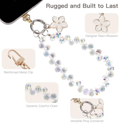Long Pond Designer Cell Phone Wrist Strap, Anti-Lost Lanyard Wristlet Charm for iPhone 17 Pro Max&Most Cellphones, Detachable Bracelet - style: Crystal Pink