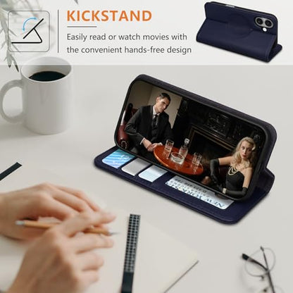 for iPhone 17 Wallet Case 6.3" Flip Card Holder Kickstand Darkblue - color: Darkblue, size: 6.3" iPhone 17