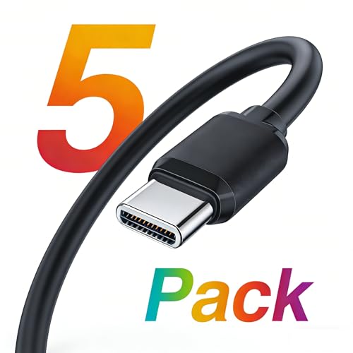 4-inch USB C-C Cables, 5 Pack, for iPhone17/16/15/iPad 10th Gen/iPad mini 6th, iPadAir 4th/5th, Galaxy S26/S25/S24/S23/S22/S21/S20/S10/S9/S8, Tablets, etc. (Black, 4-inch) - color: Black