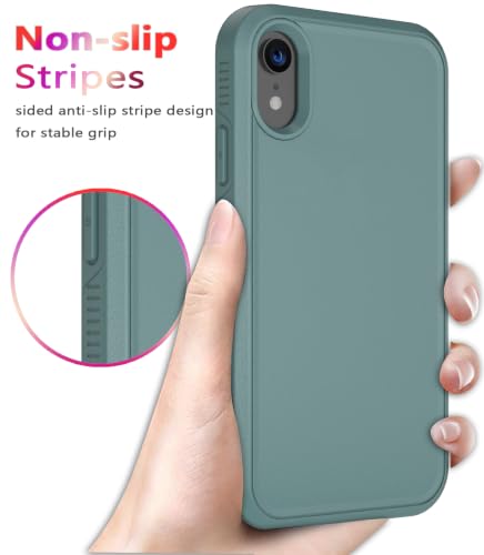 Diverbox for iPhone XR Case [Tempered Glass Screen Protector] [Shockproof] [Dropproof] Heavy Duty Protection Phone Case Cover for Apple iPhone XR (Pine Green) - color: Pine Green-2in1