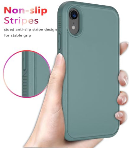 Diverbox for iPhone XR Case [Tempered Glass Screen Protector] [Shockproof] [Dropproof] Heavy Duty Protection Phone Case Cover for Apple iPhone XR (Pine Green) - color: Pine Green-2in1